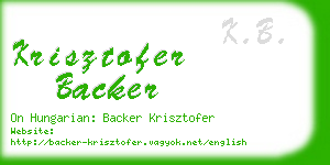 krisztofer backer business card